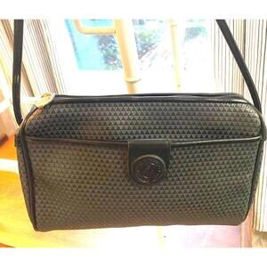 Vintage Liz Claiborne Crossbody / Black & Gray Signature / Pristine